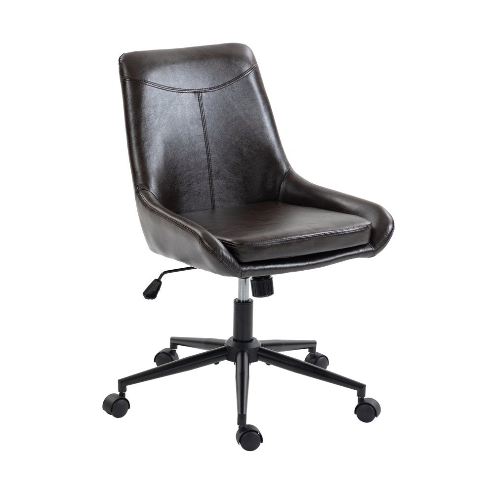 Dark Brown and Black Adjustable Height Swivel Rolling Office Chair HomeRoots