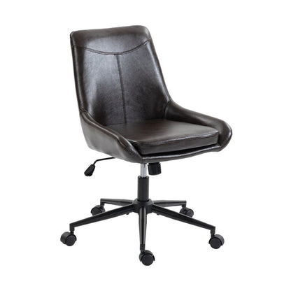 Dark Brown and Black Adjustable Height Swivel Rolling Office Chair HomeRoots