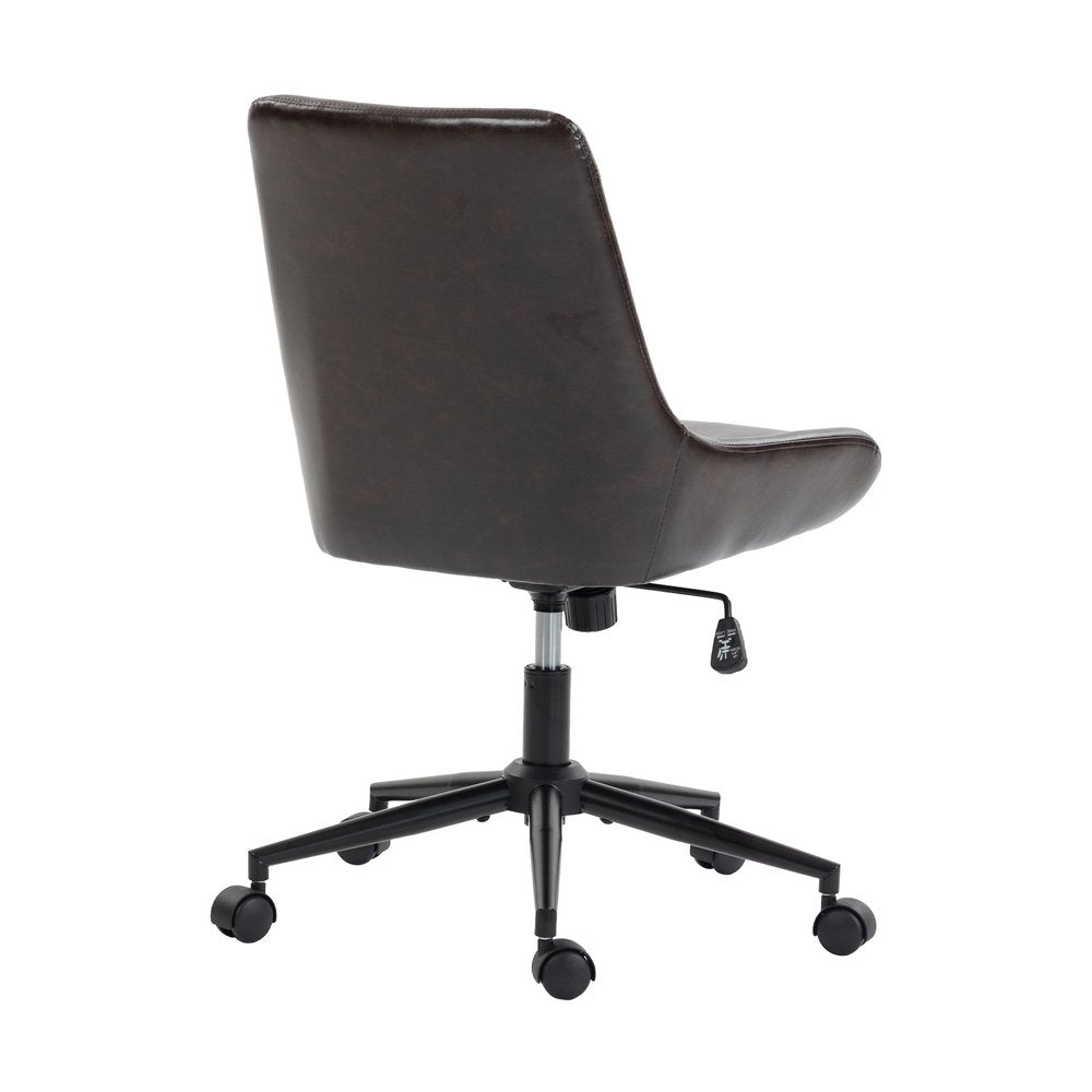 Dark Brown and Black Adjustable Height Swivel Rolling Office Chair — view 13