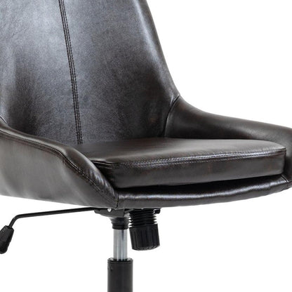 Dark Brown and Black Adjustable Height Swivel Rolling Office Chair HomeRoots