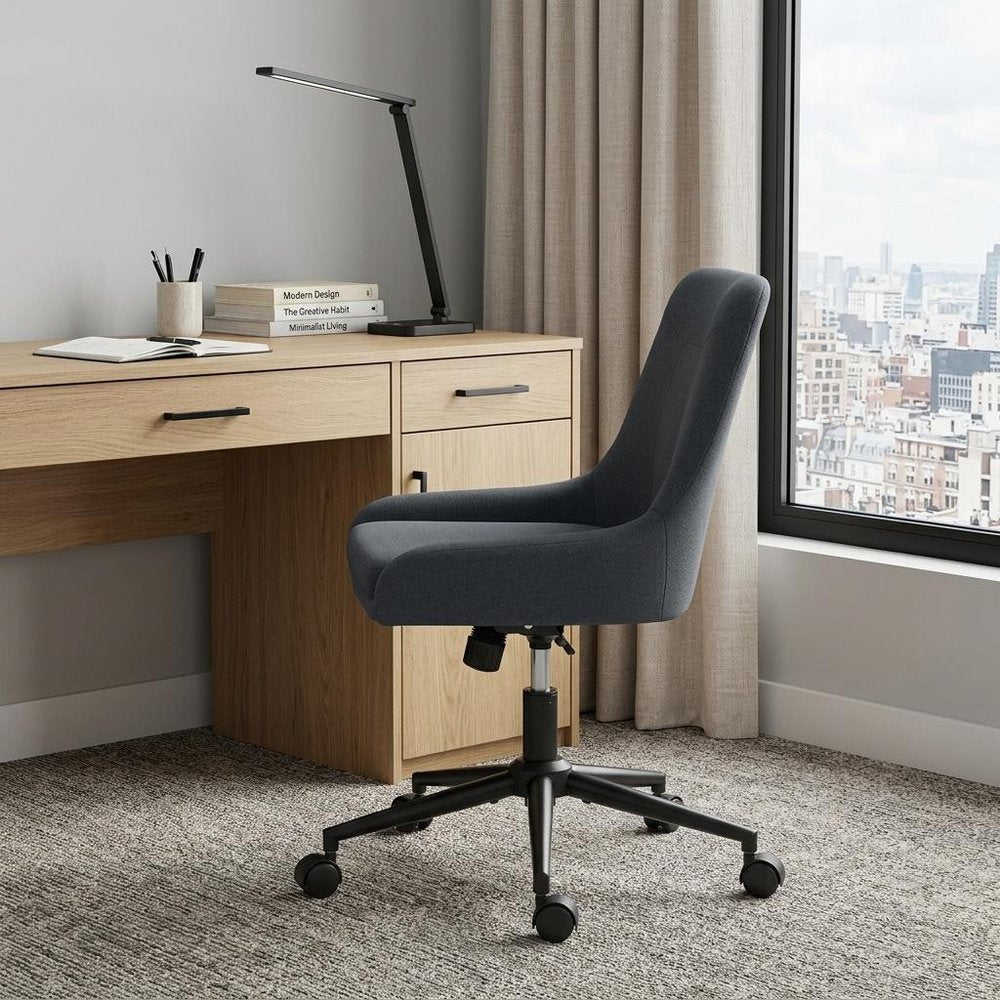 Dark Gray And Black Adjustable Height Swivel Rolling Office Chair — view 8