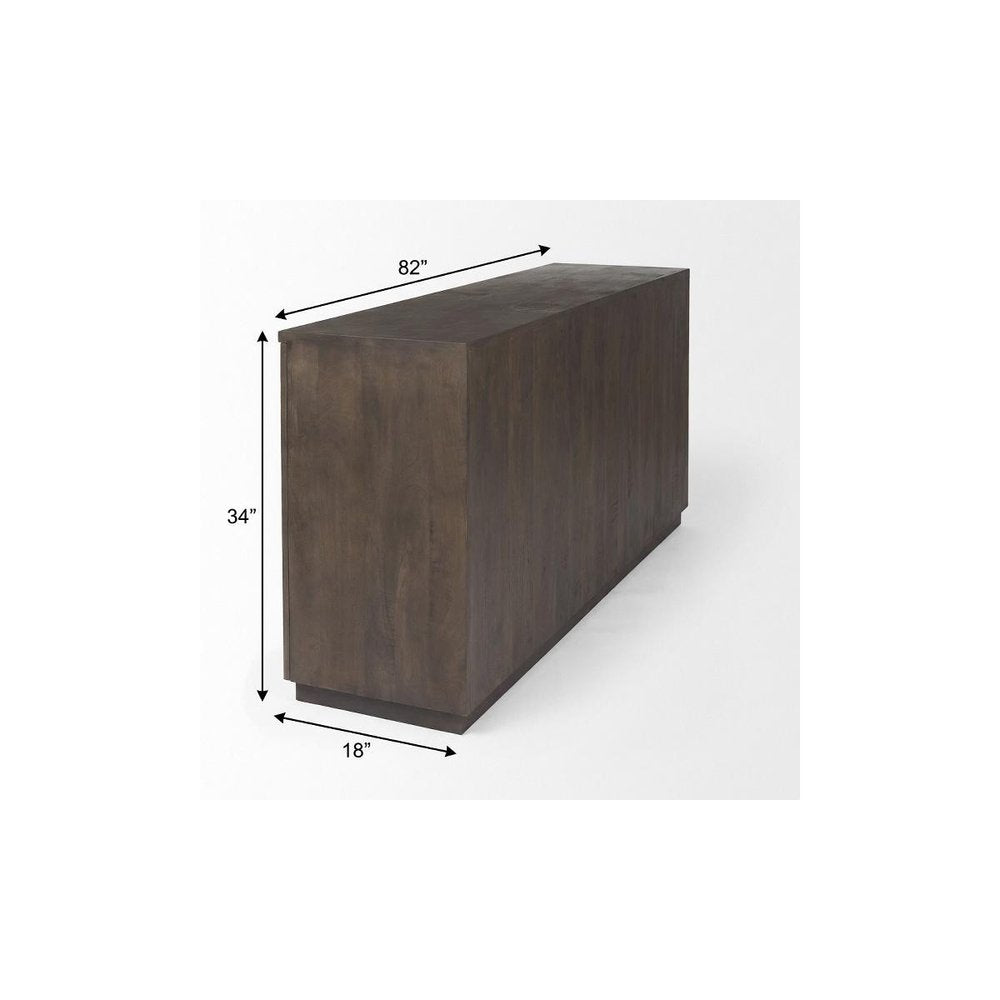 82" Brown Solid Wood Sideboard With Four Doors HomeRoots