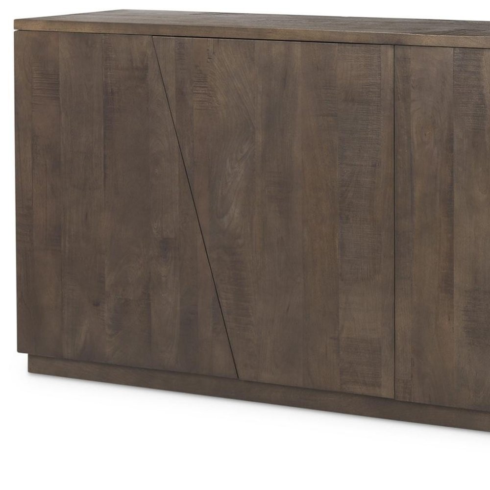 82" Brown Solid Wood Sideboard With Four Doors — view 9