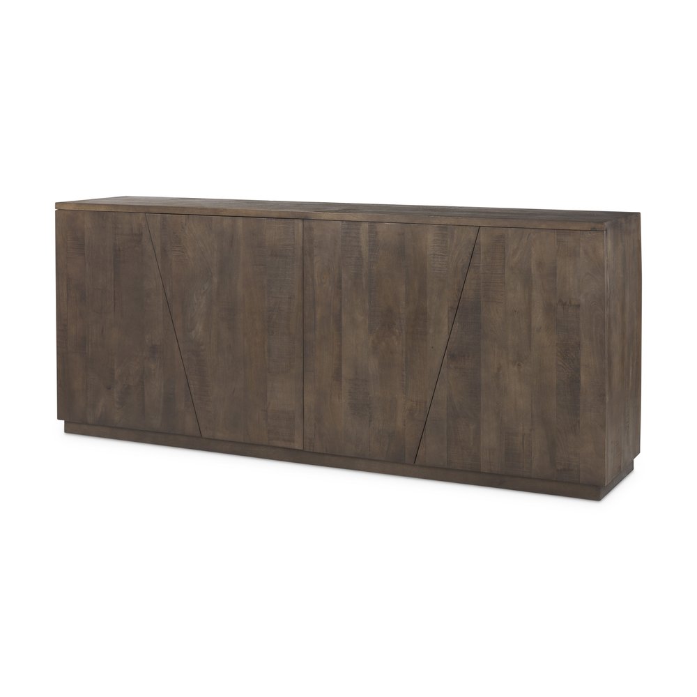 82" Brown Solid Wood Sideboard With Four Doors — view 1