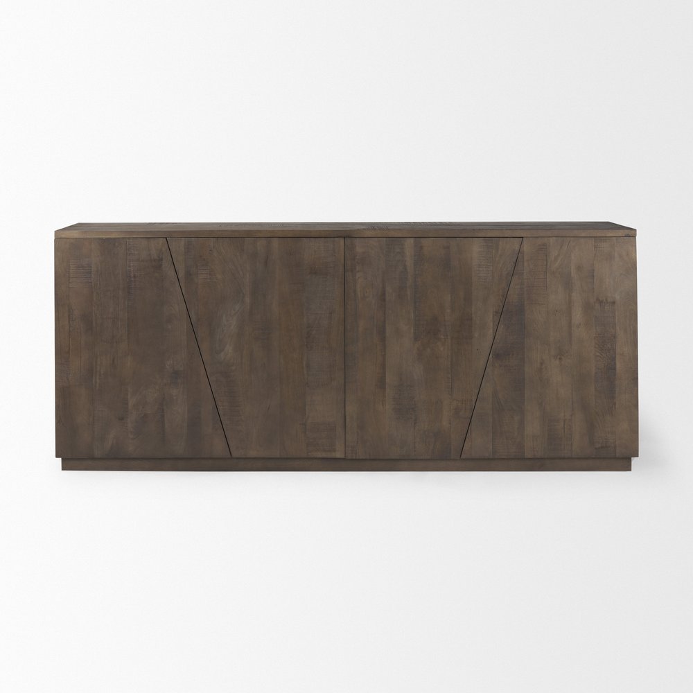 82" Brown Solid Wood Sideboard With Four Doors — view 2
