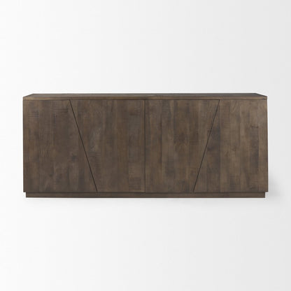 82" Brown Solid Wood Sideboard With Four Doors