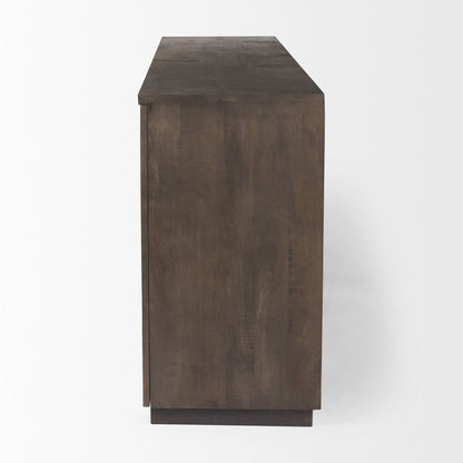 82" Brown Solid Wood Sideboard With Four Doors HomeRoots