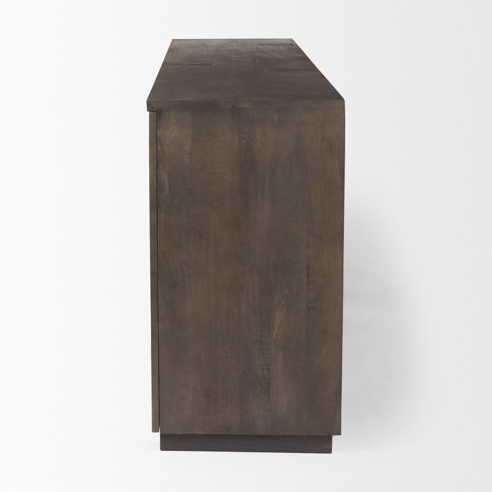 82" Brown Solid Wood Sideboard With Four Doors — view 3