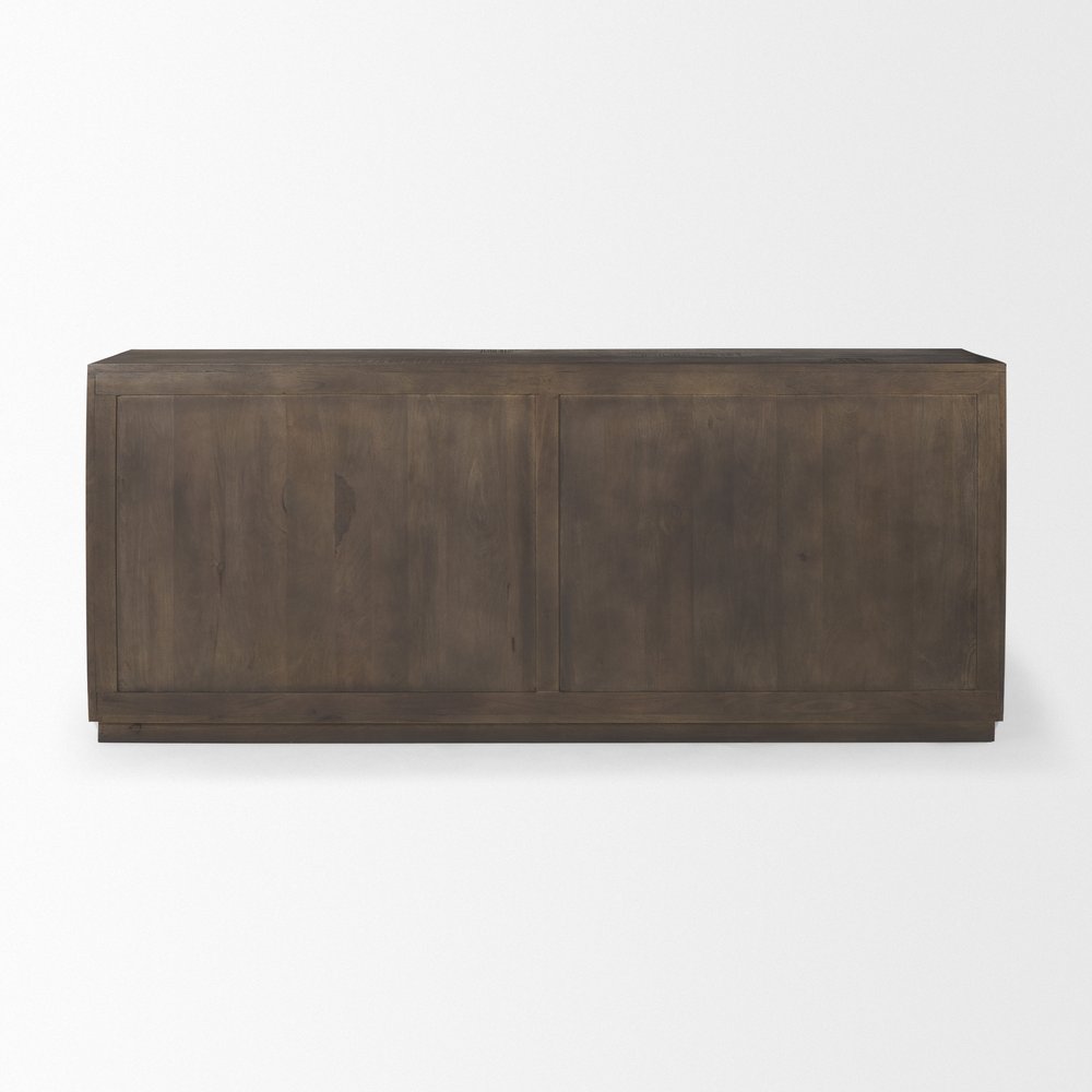 82" Brown Solid Wood Sideboard With Four Doors — view 4