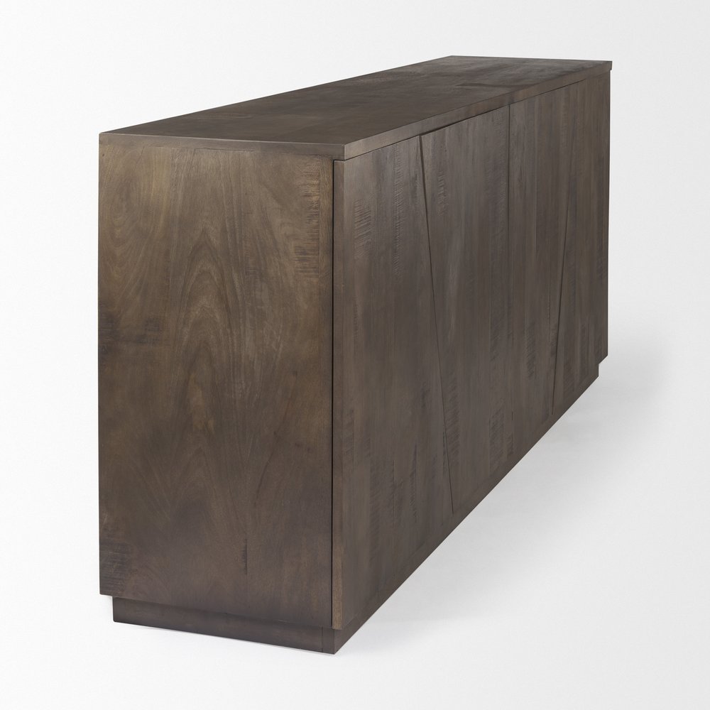 82" Brown Solid Wood Sideboard With Four Doors HomeRoots