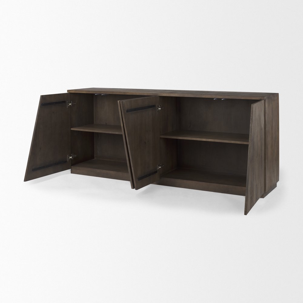82" Brown Solid Wood Sideboard With Four Doors — view 6