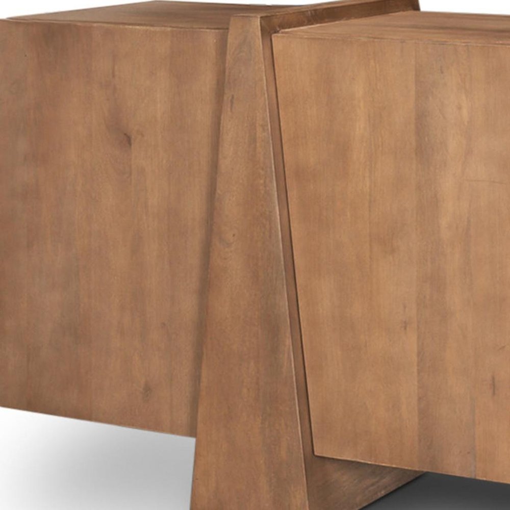 78" Brown Solid Wood Sideboard With Four Doors — view 9