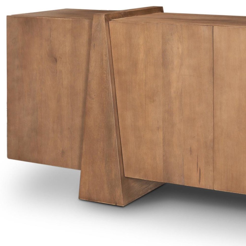 78" Brown Solid Wood Sideboard With Four Doors HomeRoots