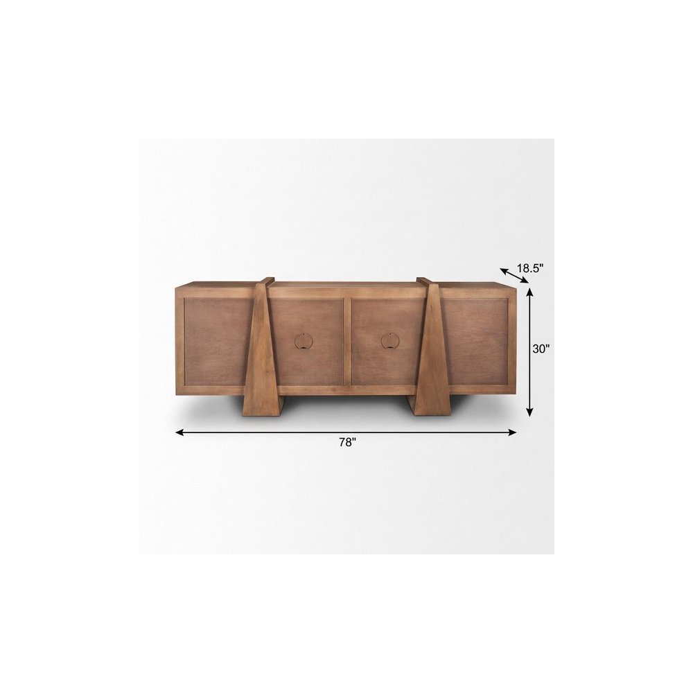 78" Brown Solid Wood Sideboard With Four Doors — view 11