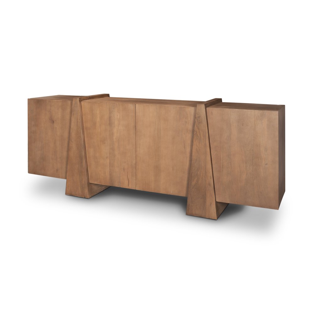 78" Brown Solid Wood Sideboard With Four Doors HomeRoots