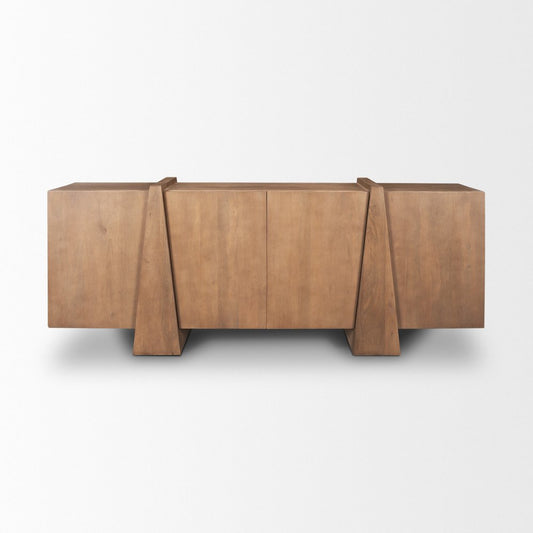 78" Brown Solid Wood Sideboard With Four Doors