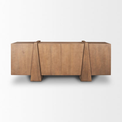 78" Brown Solid Wood Sideboard With Four Doors