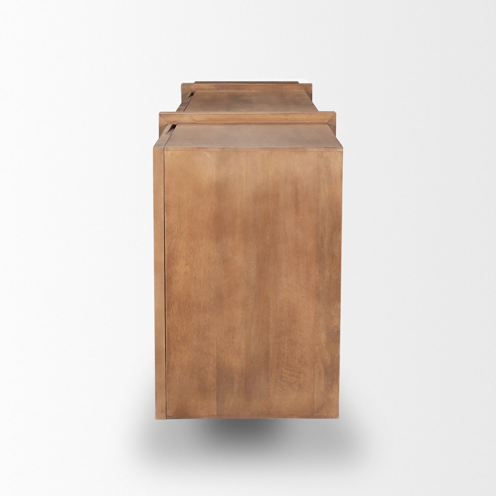 78" Brown Solid Wood Sideboard With Four Doors — view 3