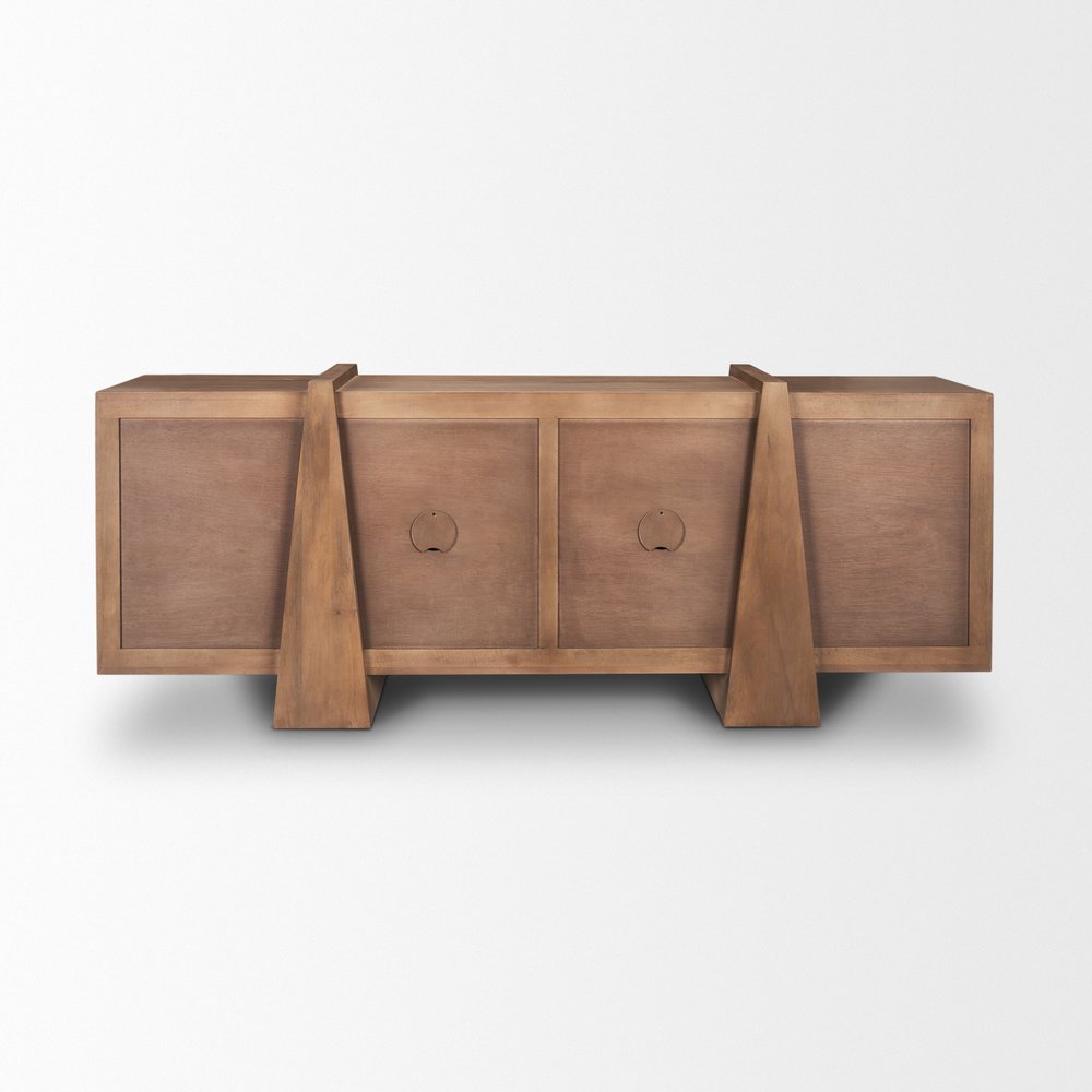 78" Brown Solid Wood Sideboard With Four Doors — view 2