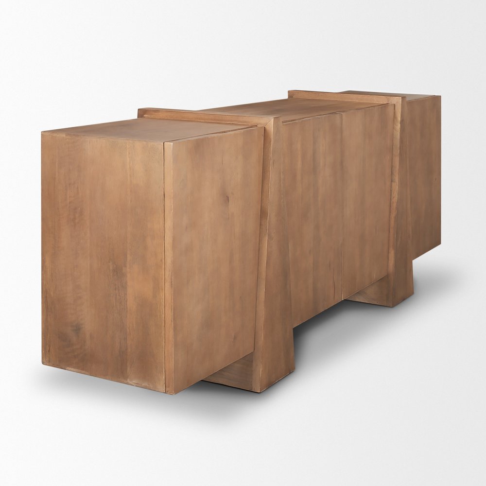 78" Brown Solid Wood Sideboard With Four Doors — view 5