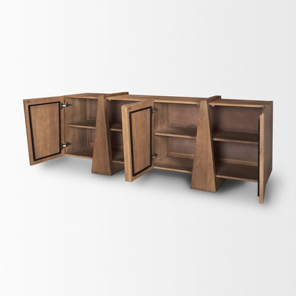 78" Brown Solid Wood Sideboard With Four Doors