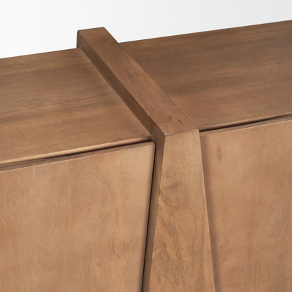 78" Brown Solid Wood Sideboard With Four Doors HomeRoots