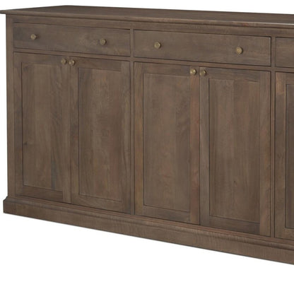 82" Dark Brown Solid Wood Three Drawer Sideboard With Six Doors HomeRoots