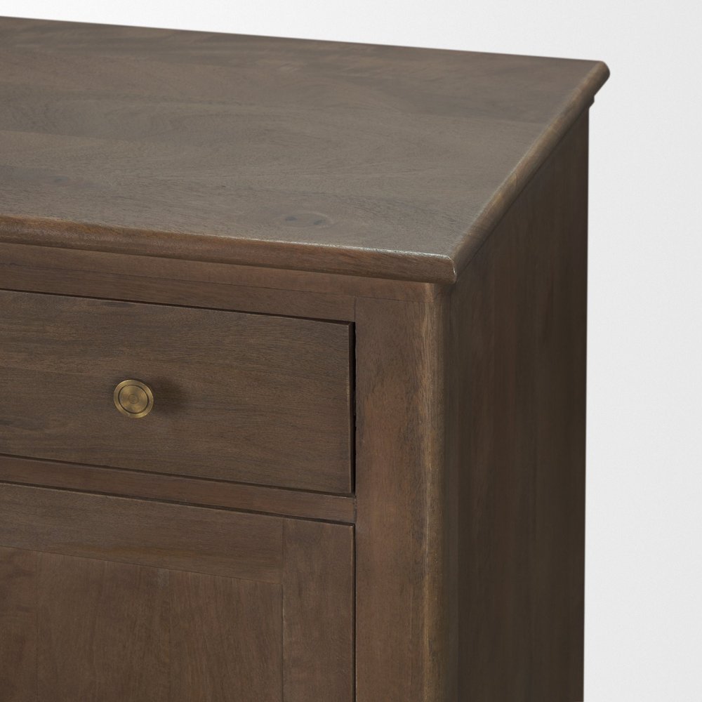 82" Dark Brown Solid Wood Three Drawer Sideboard With Six Doors HomeRoots