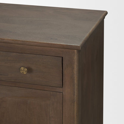 82" Dark Brown Solid Wood Three Drawer Sideboard With Six Doors HomeRoots