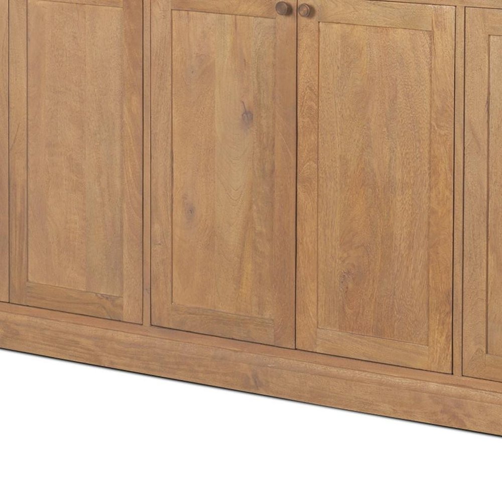 82" Light Brown Solid Wood Three Drawer Sideboard With Six Doors HomeRoots