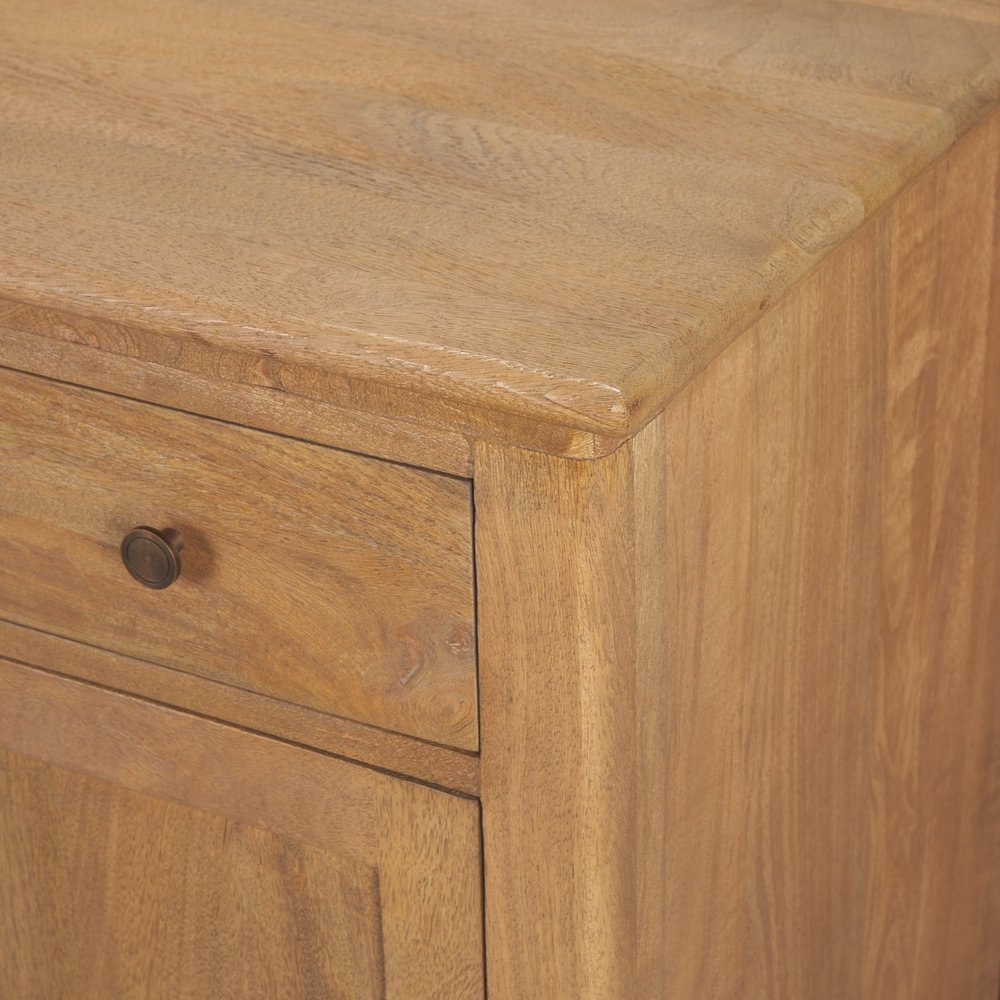 82" Light Brown Solid Wood Three Drawer Sideboard With Six Doors