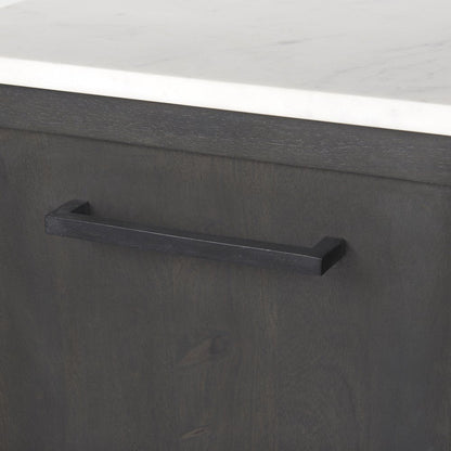 71" Black And White Marble And Solid Wood Three Drawer Sideboard With Two Doors
