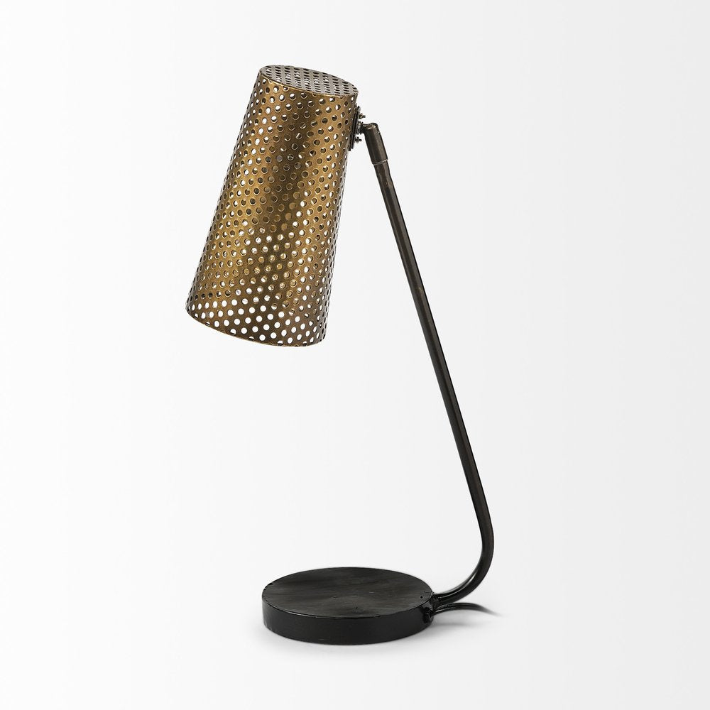 22" Black Metal Pierced Novelty Table Lamp With Cylinder Shade — view 3