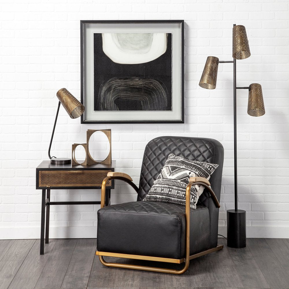 22" Black Metal Pierced Novelty Table Lamp With Cylinder Shade — view 8