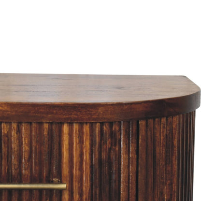 22" Chestnut Solid Wood Round Ribbed Texture Two Drawer Nightstand HomeRoots