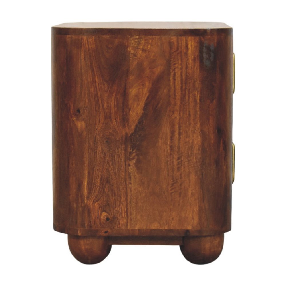 21" Chestnut Solid Wood Ribbed Texture Two Drawer Nightstand HomeRoots