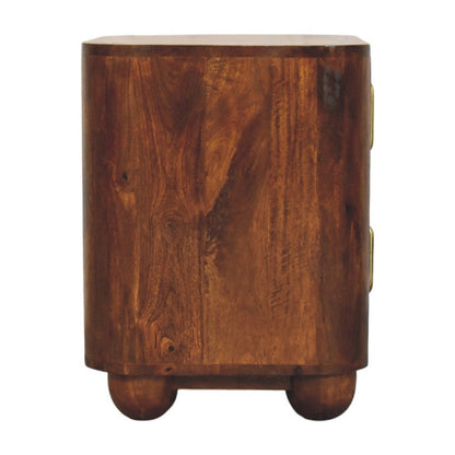 21" Chestnut Solid Wood Ribbed Texture Two Drawer Nightstand HomeRoots
