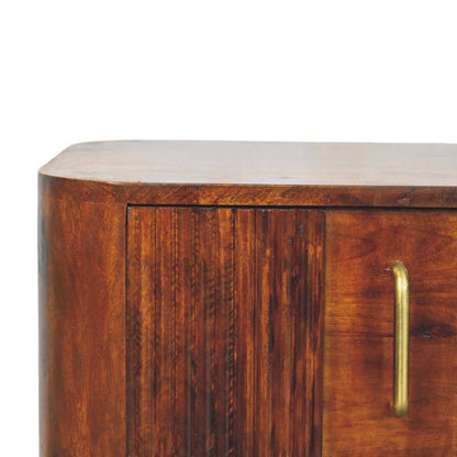 21" Chestnut Solid Wood Ribbed Texture Two Drawer Nightstand HomeRoots