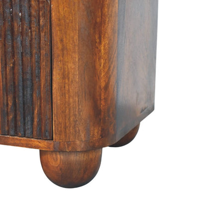 21" Chestnut Solid Wood Ribbed Texture Two Drawer Nightstand HomeRoots