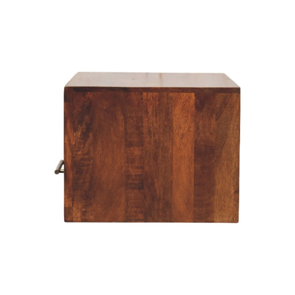 18" Chestnut Solid Wood Carved Geometric One Drawer Floating Nightstand HomeRoots