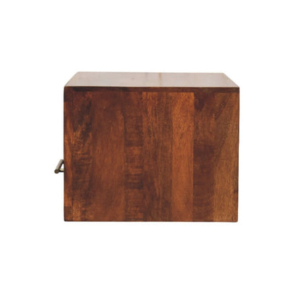 18" Chestnut Solid Wood Carved Geometric One Drawer Floating Nightstand HomeRoots