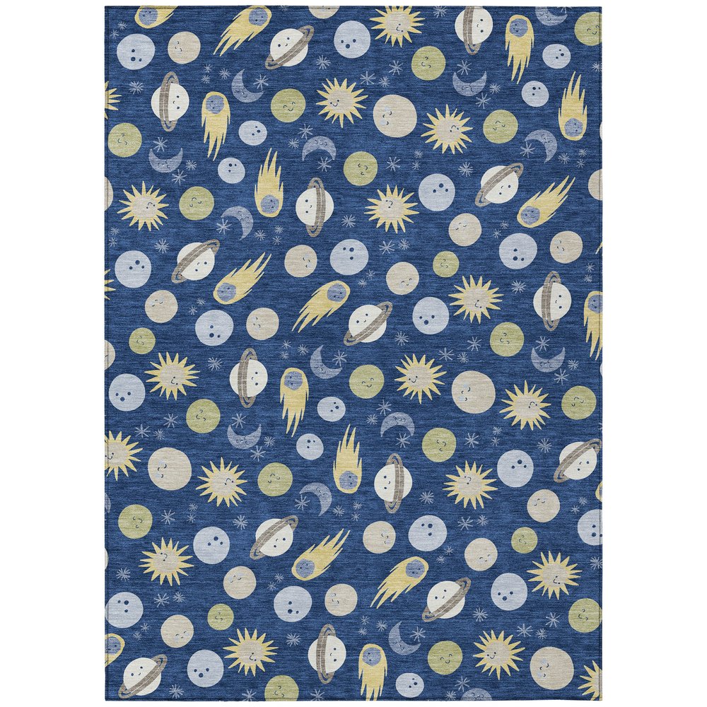 9' X 12' Navy Blue And Ivory Geometric Washable Indoor Outdoor Area Rug HomeRoots