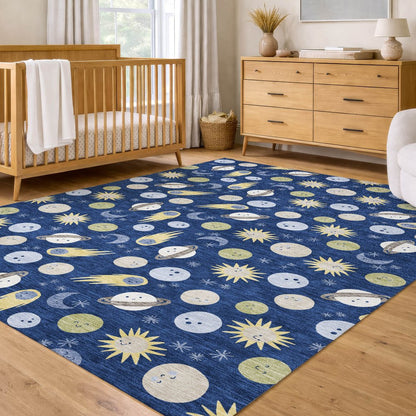 9' X 12' Navy Blue And Ivory Geometric Washable Indoor Outdoor Area Rug HomeRoots