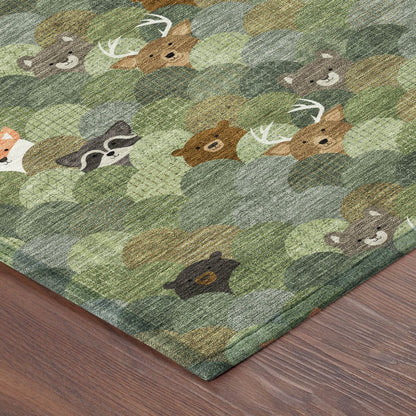 5' X 8' Olive Green And Fern Green Cactus Washable Indoor Outdoor Area Rug HomeRoots