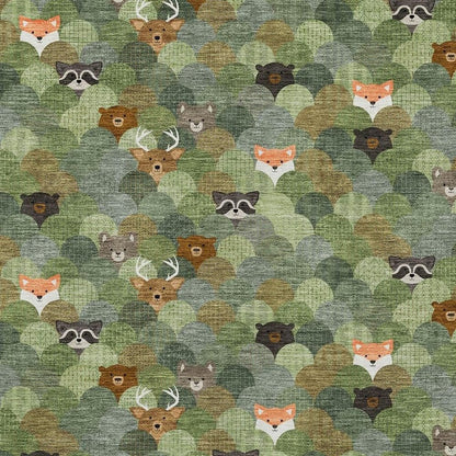 5' X 8' Olive Green And Fern Green Cactus Washable Indoor Outdoor Area Rug HomeRoots