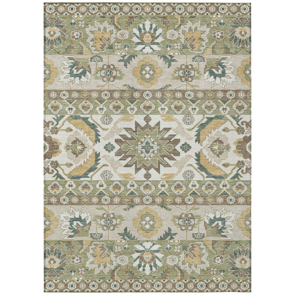 8' X 10' Green And Gold Cactus Washable Indoor Outdoor Area Rug — view 1