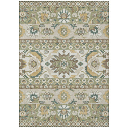 8' X 10' Green And Gold Cactus Washable Indoor Outdoor Area Rug HomeRoots