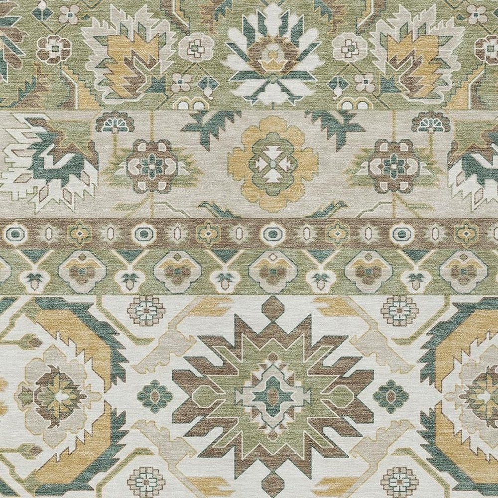 8' X 10' Green And Gold Cactus Washable Indoor Outdoor Area Rug — view 3