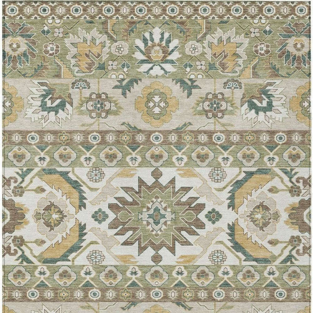 8' X 10' Green And Gold Cactus Washable Indoor Outdoor Area Rug HomeRoots