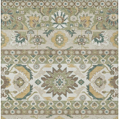 8' X 10' Green And Gold Cactus Washable Indoor Outdoor Area Rug HomeRoots